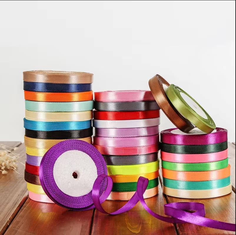 Factory Direct Sales 1cm Satin Decorative Ribbon for Gift Box Bow Exclusive Wholesale Holiday Supplies