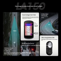 Feu arrière radar intelligent CYCLAMI LA150 pour vélo, alimenté par batterie, compteur de vitesse ANT+, connexion APP, lumière d'avertissement RGB tricolore