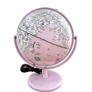 Globe terrestre éclairé par LED rose macaron de 8 pouces, <span class=keywords><strong>carte</strong></span> en PVC <span class=keywords><strong>avec</strong></span> support en métal, globe éducatif rotatif pour la décoration de la chambre des enfants - Product Image 1