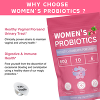 Private Labels 600 milliards d'UFC Poudre de probiotiques pour la santé vaginale des femmes Supplément de canneberge