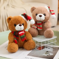 Ours en peluche de Noël en gros avec écharpe et bonnet de Noël, adorable poupée en peluche, cadeau de vacances, ours en peluche personnalisé mignon
