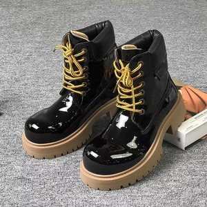 Nouvelles bottes à lacets pour hommes, style britannique décontracté, plateforme, bout arrondi, en cuir artificiel, semelle en caoutchouc, légères, toutes saisons - Product Image 2