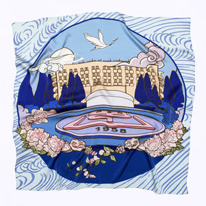 Manufacturer <strong>Custom</strong> logo Design One-sided Printing Silk Satin Head <strong>Scarf</strong> Stylish Long Square <strong>Scarves</strong> for Women Luxury - Product Image 1