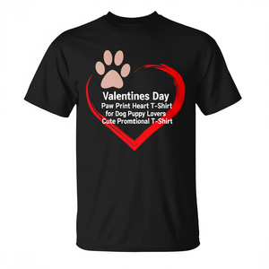 T-Shirt Promozionale per San Valentino con Impronta di Zampa e Cuore per Amanti di Cani e Cuccioli - Product Image 3