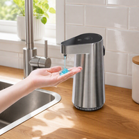 Distributeur de savon automatique mural sans contact en acier inoxydable imitation, rechargeable par USB, batterie électrique, capacité 300 ml