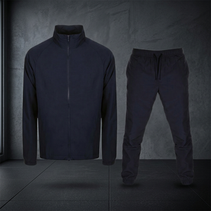 Ensemble de survêtement d'hiver pour homme, bleu marine, 2 pièces, veste zippée et pantalon de jogging, vêtements de sport décontractés pour adultes, logo sur le devant - Product Image 2