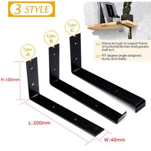 Giá Đỡ 8 Inch Màu Đen L Góc Hỗ Trợ Nhiệm Vụ Nặng Nề Công Nghiệp Mộc Mạc Nổi Trang Trí Đúc Sắt Thép Tường Kệ Chân Đế Kim Loại - Product Image 2