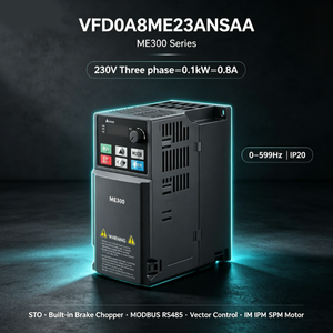 ไดรฟ์ปรับความถี่ ME300 IP20 รุ่น VFD0A8ME23ANSAA 230V สามเฟส 0.1kW 0.8A พร้อม Modbus RS485 และ STO สำหรับปั๊ม ขายดี - Product Image 1