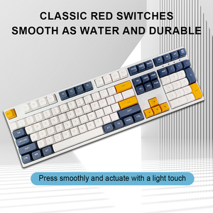 Tùy chỉnh ABS 108 phím kích thước đầy đủ <span class=keywords><strong>USB</strong></span> có dây RGB đỏ chuyển đổi cơ khí chơi game Bàn phím Arabic - Product Image 2