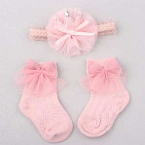 Đơn Giản Và Phong Cách Cotton Thoáng Khí Bow Hình Bé Headband Và Vớ Đặt Cho Trẻ Em Của Vớ - Product Image 2