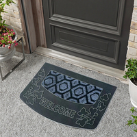 Machine d'entrée de maison moderne en PVC résistant à la corrosion tapis de porte rectangulaire en caoutchouc antidérapant fin imprimé animal puzzle motif maison
