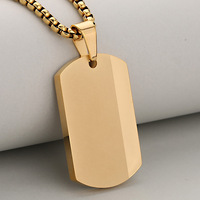Collier pendentif simple avec plaque nominative, bijoux vierges personnalisables à graver, or 18K PVD, argent, or rose, étanche, directement de l'usine