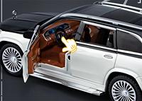 Modèle réduit de voiture 1:24 Maybach Benz GLS600 avec son et lumière Pullback modèle de voiture en métal jouets ornement décorer modèle de voiture SUV