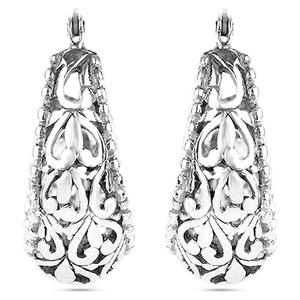 Orecchini in oro bianco E443 Design vintage a cerchio, gioielli di moda da donna in lega placcata - Product Image 3