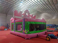 Château Gonflable Princesse Rose Combo Aire de Jeux Gonflable Maison de Rebond Sauterelle Certifiée CE Légère