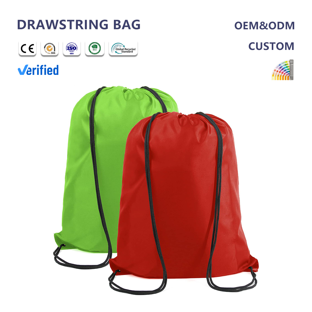 Customized Polyester Large Capacity Drawstring Bag Waterproof Large Drawstring Backpack Suitable for Gym Sports Storage
