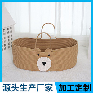 Cotton Rope Woven <b>Storage</b> <b>Basket</b> <b>For</b> Baby Diaper Changing Table <b>Large</b> Straight Body 0-12 Months - Product Image 5