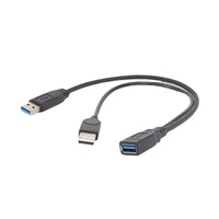 Câble d'extension USB3.0 femelle vers 2 USB mâles, double connecteurs, transmission de données haute vitesse, alimentation améliorée, cuivre sans oxygène