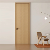 Porte intérieure en WPC gravée Oufei, style minimaliste, finition PVC imitation bois de noyer, couleur et taille personnalisables, avec serrure