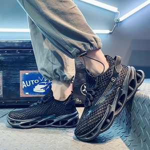 Chaussures de course décontractées confortables à lacets pour hommes, idéales pour le printemps et l'été, la gym et le jogging, antidérapantes, avec doublure douce et amorti en tissu - Product Image 3