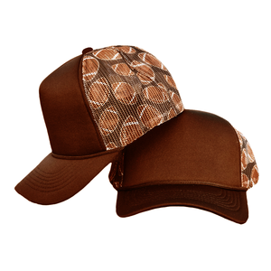 Casquette Trucker 5 Panneaux en Tissu Sergé à Motif Football, Couronne Haute, Rose Orange à Carreaux Camouflage, Maille Avant, Dos en Mousse de Polyester – Vente en Gros - Product Image 3