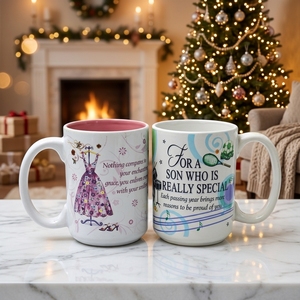 Mug à café en céramique écologique personnalisé de 15 oz avec logo imprimé, réutilisable pour le thé et le café, compatible lave-vaisselle et micro-ondes, offert en cadeau - Product Image 1