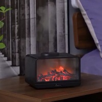 Nouveau diffuseur d'arômes d'huiles essentielles 300 ml, design flamme, en plastique, USB, à poser, avec lumière d'ambiance et minuterie 2H/4H