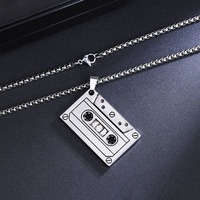 Collier ras du cou rétro en acier inoxydable plaqué or avec pendentif cassette, bijoux hip-hop pour hommes et femmes