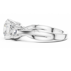 Anillo de compromiso de tres piedras con corte redondo, oro amarillo, diseño de vid retorcida, anillo de diamantes, promesa de pasado, presente y futuro, elegante para novias - Product Image 4