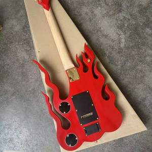 <span class=keywords><strong>Guitare</strong></span> <span class=keywords><strong>électrique</strong></span> couleur feu avec touche en érable Finition mate Mécanisme à double action Lumières LED Chevilles d'accord entièrement fermées - Product Image 4