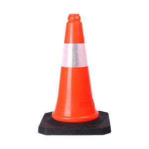 शीर्ष 500 मिमी ऊंचाई पे यातायात सड़क सुरक्षा संकेत काले आधार के साथ परावर्तक पोर्टेबल आउटडोर शंकु - Product Image 1