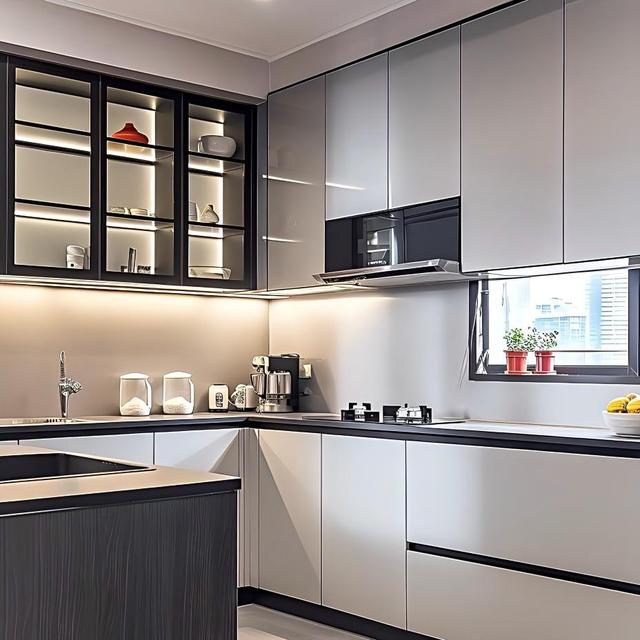 Compact Space Saving Modular Modern Eco-Friendly Water Resistant Multi-Functional Kitchen Cabinet Set E0/E1 Grade Melamine