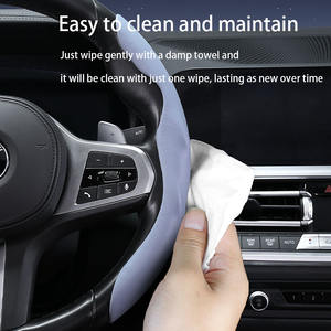 Funda de <span class=keywords><strong>Volante</strong></span> Universal de Cuero y Fibra de Carbono de Lujo para Autos, 4 Brazos, Compatible con Benz, BMW, Volkswagen, Audi, Volvo - Product Image 6