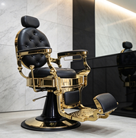 Fauteuil de Barbier Hydraulique Antique Confortable avec Revêtement Capitonnée et Inclinable – Équipement de Rasage pour Hommes – Chaise de Barbier pour Salon de Coiffure