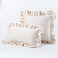 Housse de coussin en velours style Ins à volants 18x18, couleur unie, douce, pour canapé, lit, bureau, décoration bohème moderne pour la maison