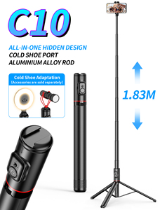 Caliente C10 1,83 M Rechargebal teléfono móvil 3 en 1 interpretado Selfie Stick trípode coche para Vlog - Product Image 6