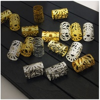 Accessoires de décoration capillaire en or et argent en gros pour dreadlocks, anneaux et pinces pour tresses
