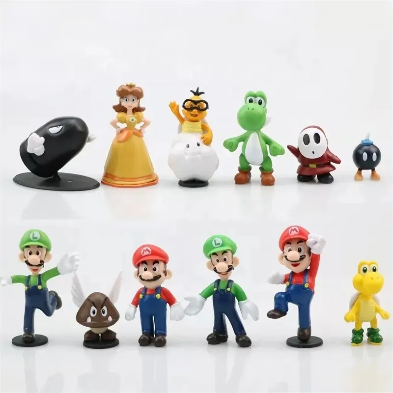 Bán Buôn Siêu Mari 3 5 6 12 18 Pcs Set Mario Đồ Chơi Mini Con Số Mario Hot Bán PVC Hành Động Hình