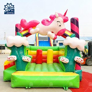 Castillo Inflable Colorido con Diseño de Unicornio |   Casa Inflable con Tobogán para Niños, para Parques de Diversiones - Product Image 2