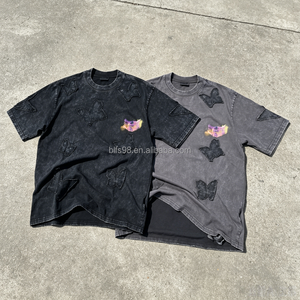 เสื้อยืดแขนสั้นผู้ชายไซส์ใหญ่ คอกลม ผ้าฝ้าย แต่งลายปักผีเสื้อ สไตล์สตรีท - Product Image 1