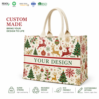 Sac fourre-tout de Noël en coton bicolore, élégant et tendance, écologique, réutilisable, grand format, pour les fêtes