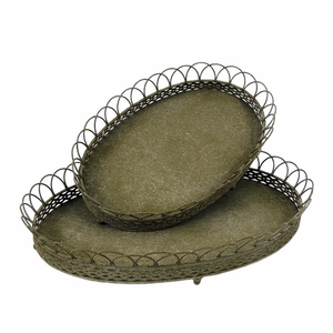 Lớn hình bầu dục vòng hình dạng trang trí dây Thông tư kim loại phục vụ khay - Product Image 1