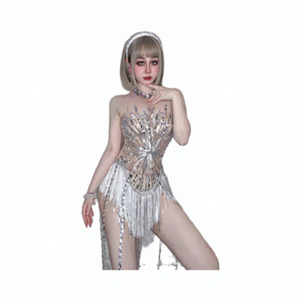 Style européen américain Sexy diamant paillettes gland combinaison Performance porter pour femmes <span class=keywords><strong>chanteuses</strong></span> danseuses Bar Hot Dance - Product Image 6