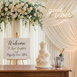 Enseigne néon Good Vibes, décor mural LED blanc chaud pour salon, mariage, fête de fiançailles, alimenté par USB, 3D - Product Image 4