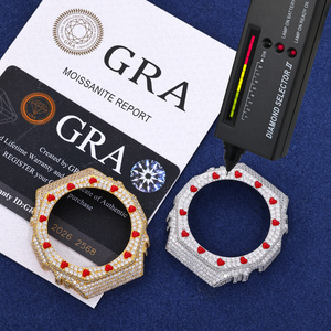 Boîtier de montre de haute qualité avec testeur de diamants, en forme de cœur en émail rouge, serti de diamants Moissanite VVS, pour GA2100 - Product Image 4