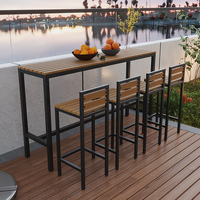 Tables et chaises de bar d'extérieur modernes, anti-corrosion, résistantes au soleil, imperméables, ensemble de table longue de loisirs pour café