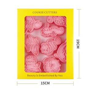 Homesun Bộ dụng cụ cắt bánh quy sinh vật biển 8 cái/hộp 8 chiếc dụng cụ cắt bánh quy lớn cho sinh vật biển cá heo rùa tôm hùm cá mập - Product Image 1