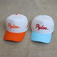 Casquettes de sport décontractées en coton bicolore avec logo brodé 3D personnalisé, visière incurvée, 5 panneaux, casquettes de baseball pour femmes, prix d'usine
