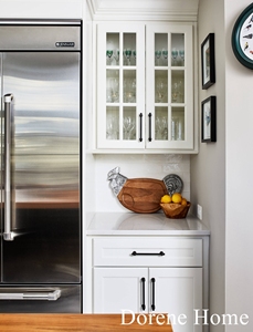 2024 Dorene mobili moderni bianco e <span class=keywords><strong>nero</strong></span> Shaker pannelli laccati <span class=keywords><strong>Mdf</strong></span> a forma di L set di armadi da cucina con isola centrale - Product Image 4