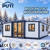 Maison conteneur préfabriquée isolée et extensible de 20 pieds, prête à l'emploi, avec deux chambres, pour logement annexe ou espace de vie extérieur portable